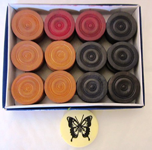 Carrom Coin Set of 24 Coins Sheesham Wood Champion Carrom Coins + Striker by Carrom Man