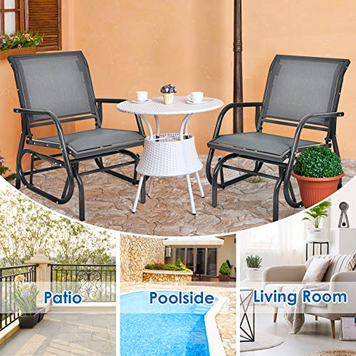 image for Giantex Swing Glider Chair W/Study Metal Frame Comfortable Patio Chair