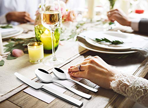 OMGard Silverware Set 20-Piece Flatware 18/8 Stainless Steel Cutlery Eating Utensils Forks Spoons Knives Sets, Mirror Polished Tableware Service for 4 Dishwasher Safe - Thumbnail 6
