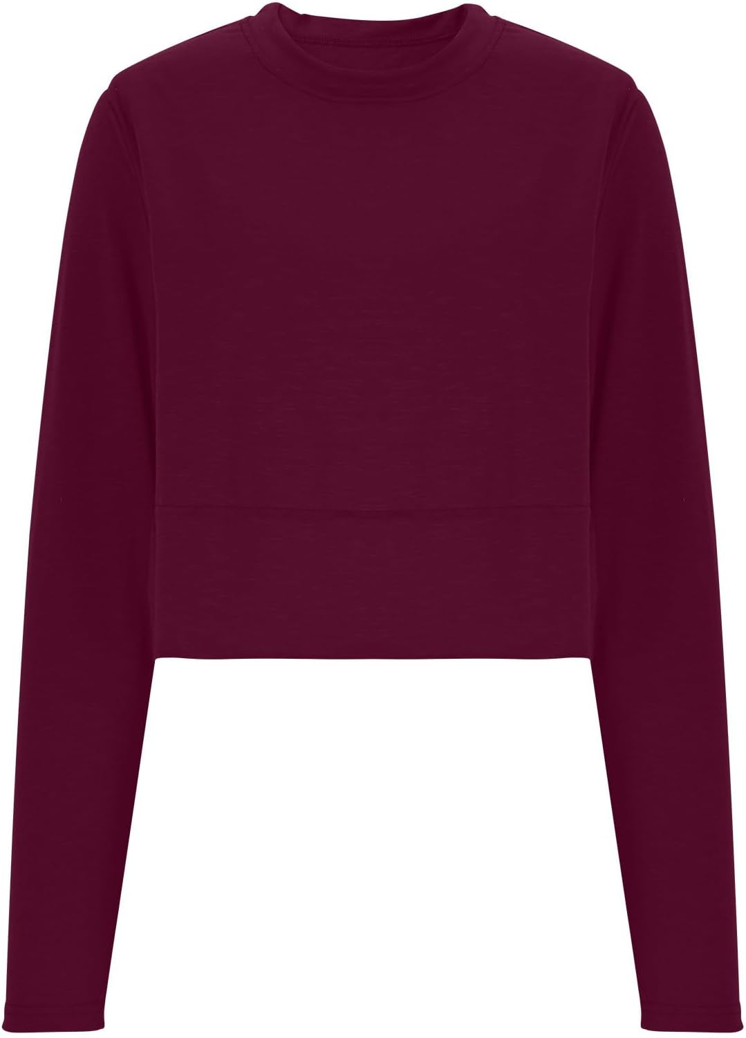 Women's Workout Tops Long Sleeve Round Neck Loose Fit Yoga Cropped Shirts Athletic Running Lightweight Solid Blouses