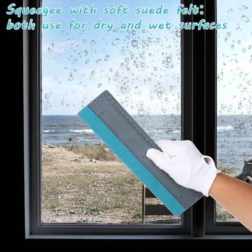 Image of Felt Squeegee, 1Pcs 12 Inch Vinyl Squeegee Tool Wallpaper Tools Window Tint Squeegees, Universal with 30CM Scale Ruler for Car Wallpaper Wrapping Smoothing Window Tint Film (Grey)
