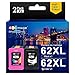 Price comparison product image GPC Image 62XL Ink Cartridges Replacement for HP 62 XL for Envy 5540 5541 5542 5543 5544 5545 5546 5547 5548 5640 5642 5644 5646 7640 OfficeJet 200 250 5740 5742 5744(Black Colour, 2-Pack)