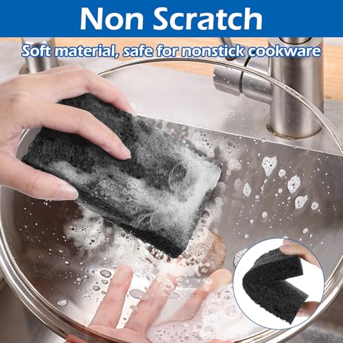 Image of 12 Pack Compressed Cellulose Sponges, Non-Scratch Scrub Sponges Wood Pulp Double-Side Sponge Multi-Purpose Cleaning Sponge for Kitchen Dishes Non-Stick Cookware