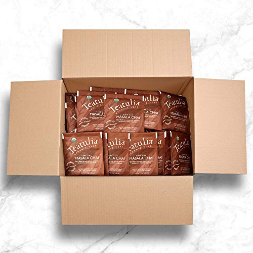 Teatulia Organic Chai Tea Bags (50 Wrapped Tea Bags) | 100% Compostable | Sustainably Grown In Bangladesh | Black Tea, Cinnamon, Cardamom, Ginger Root, Black Pepper & Cloves #TOP4