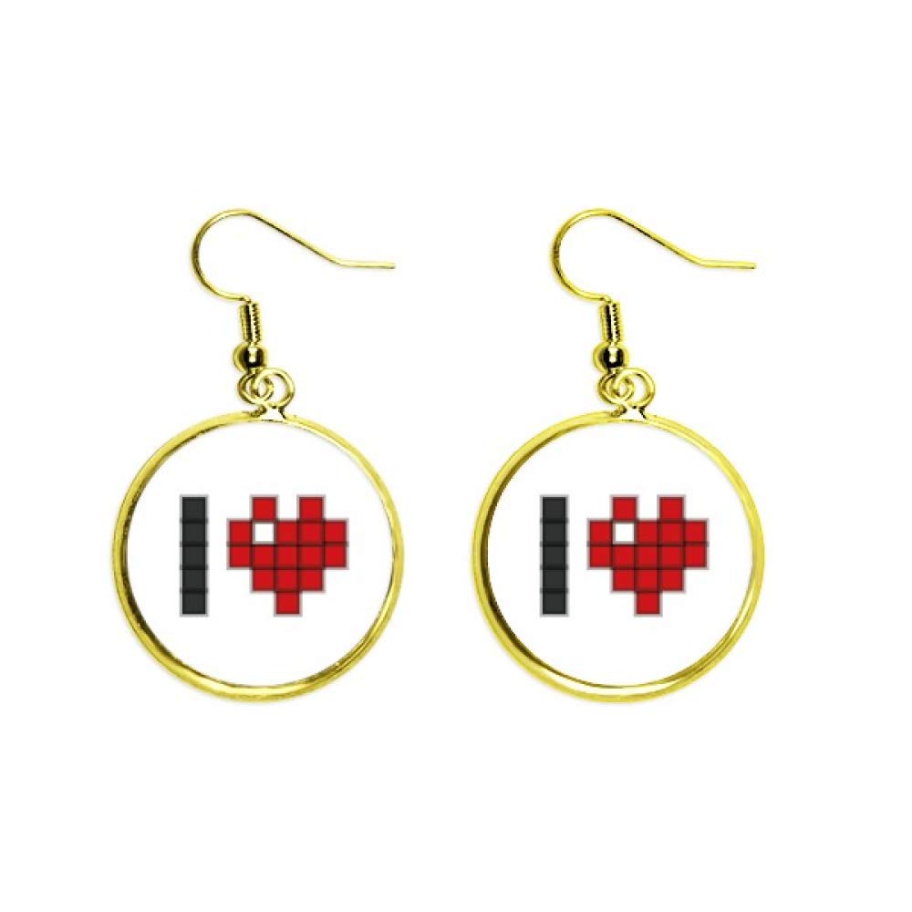 Ear Dangle Golden pixelados para mujer con colgante de amor de San Valentín 2