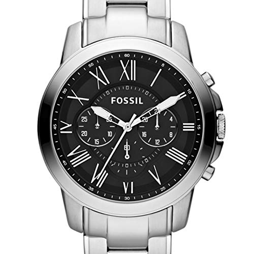 fossil men's grant stainless steel and leather chronograph quartz watch