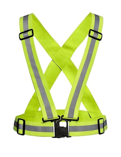 Safe High Visibility Protective Safety Reflective Vest Belt Jacket, Night Cycling Reflector Strips Cross Belt Stripes Adjustable -Green Color