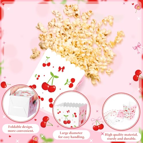 Image of K KUMEED 20 PCS Cherry Party Supplies,Cherry Popcorn Favor Boxes,Summer Fruit Cute Cherry Birthday Decorations Popcorn Bowls Popcorn Buckets Popcorn Bags for Baby Shower Daily Holiday (Small)