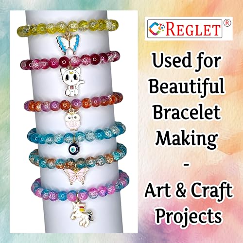Image of REGLET- 10 Charms + 335 Pcs Dual Shade Sparkle Bracelet Beads for Kids, Glass Beads for Bracelet Making Kit, Jewellery Making Kit, Crystal Bead Craft - Multicolour - 240g