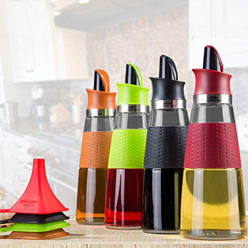 PURPLECROWN 500ml Olive Oil Dispenser Bottle,Seasoning bottle, Condiment Container Oil Glass Bottle For Kitchen Black