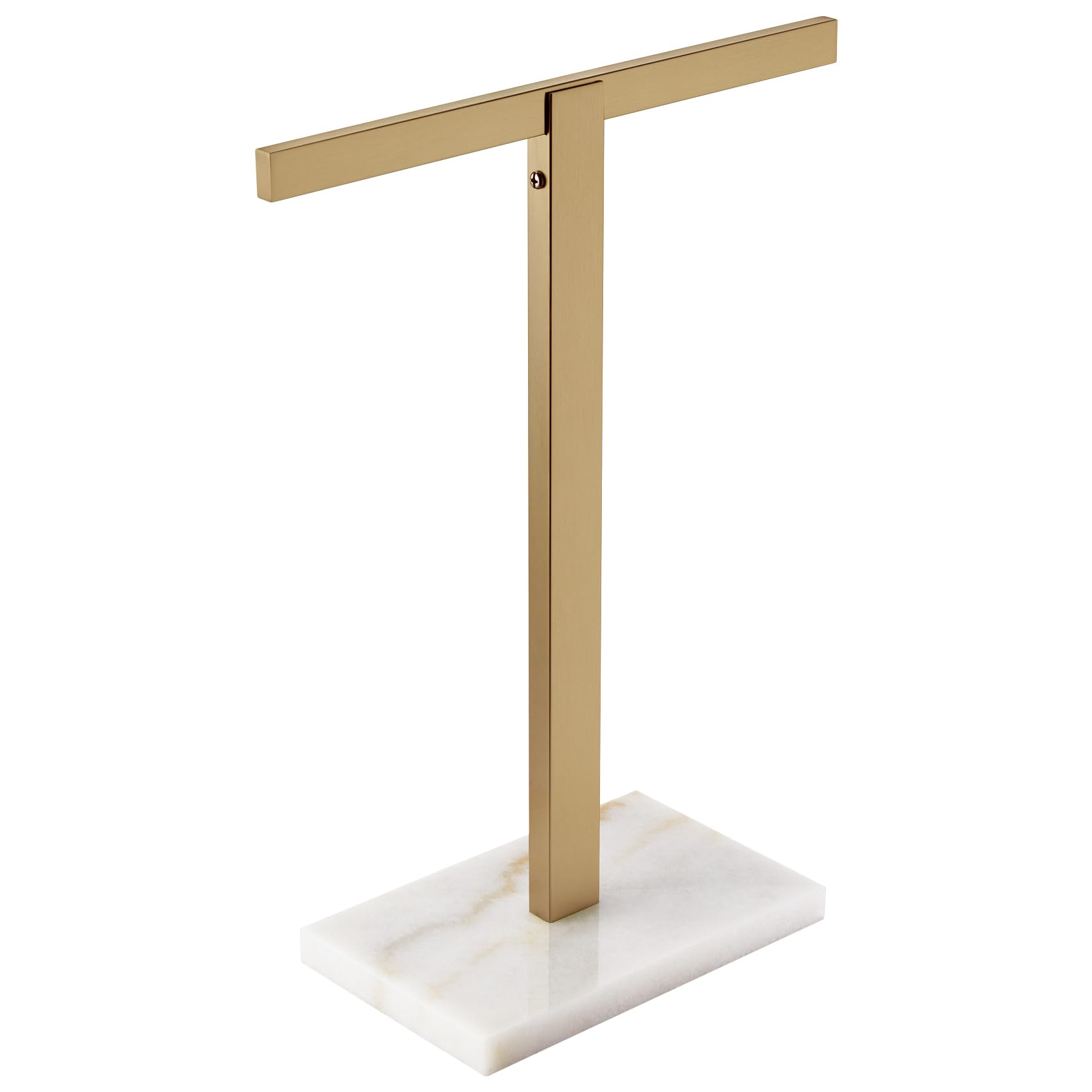 KOKOSIRI Hand Towel Holder Stand Towel Rack with Marble Base for Bathroom Kitchen Vanity Countertop, Champagne Bronze Stainless Steel 15.7'' Height THS0002-SM-CPG