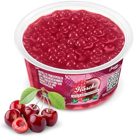 INSPIRE FOOD Popping Boba Pearls for Bubble Tea - Cherry - 450gm