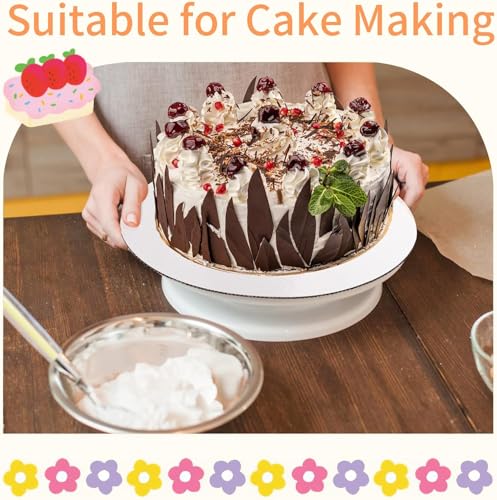 Image of 10 Inch Round Cake Base Board, MDF Silver Scalloped Cake Drum, Disposable Cardboard Cake & Pizza Base for Cake Decorating, Tart Display, Bakery, Dessert Stand, Pack of 6