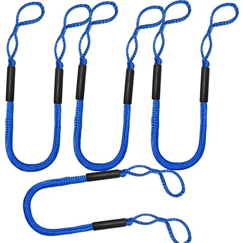 Bungee Dock Lines - Boat Accessories - 4 Feet Shock Cords Docking Rope Mooring Rope for PWC Jet ski Pontoon Kayak Canoe Power Boat Watercraft (Blue)
