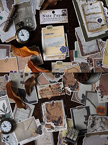 Vintage Scrapbooking Papers Kit, 80 Pcs Antique Decorative Memo/Notes For Junk Journal Supplis For Retro Crafts Decoupage Stationary Supplies Bullet Journal #TOP4