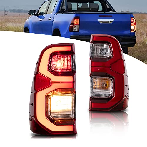 VLAND piloto trasero LED para Hilux Vigo Revo Pickup 2015-2020 [No para Tonka], con pantalla dinámica, lado del conductor y del pasajero - Rojo