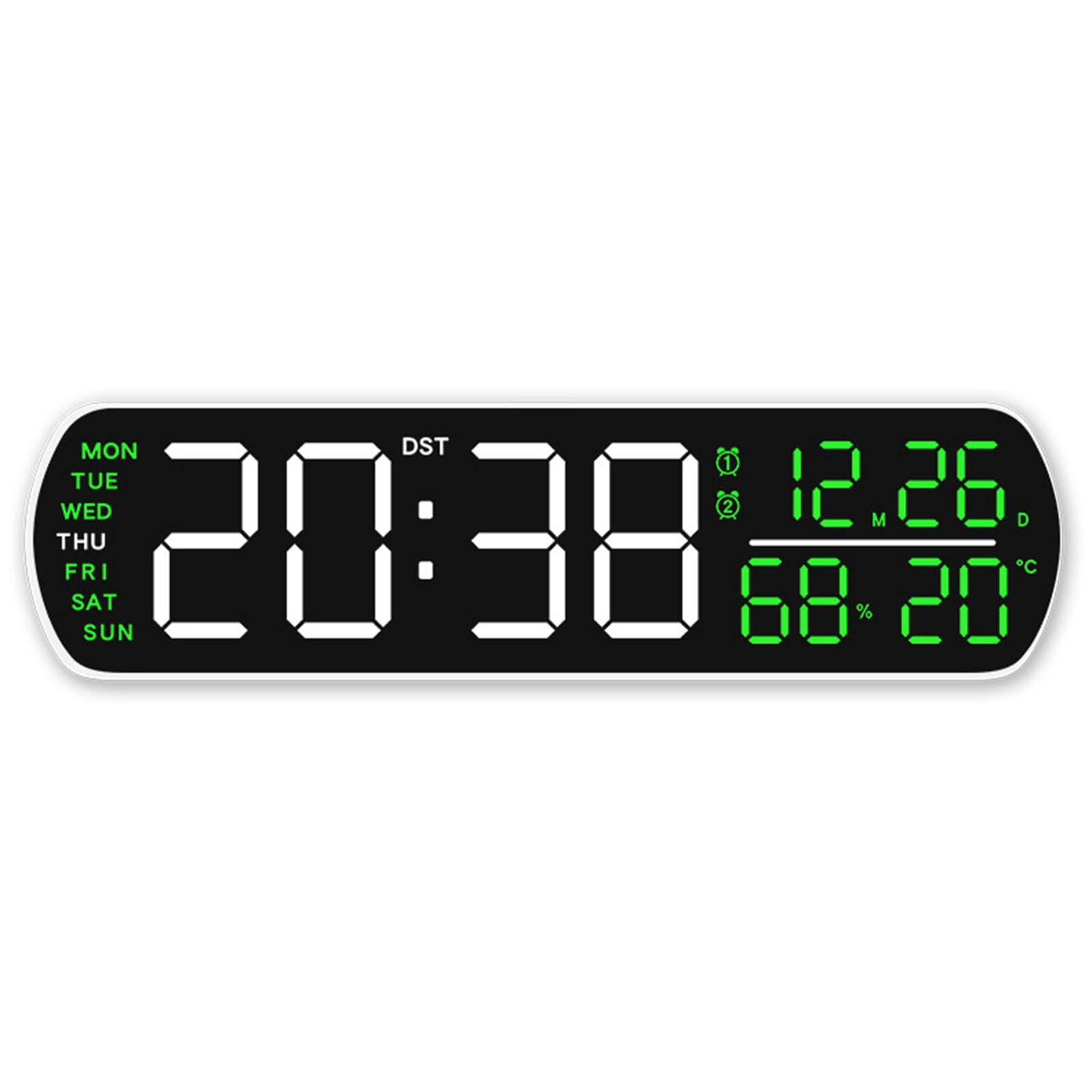Elnwnnkc LED Digital Wall Clock with Large Display, Temperature Auto Dimming Date Alarm Clock Desk Clocks for Bedroom Home Decors Desk Wall