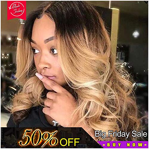 Ombre Wig Blonde Synthetic Lace Front Wigs Long Body Wave Hair Wigs For Women Heat Resistant Wig (22 Inch, 613)