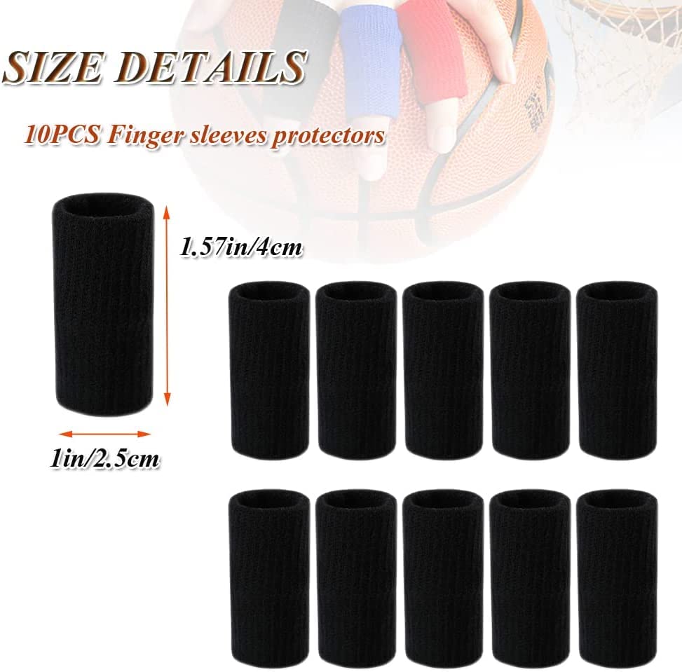 Miniatura 4 de WHALE Protectores de mangas para dedos, 10 fundas deportivas para dedos, soporte elástico para el pulgar, para baloncesto, golf, mangas de dedos de