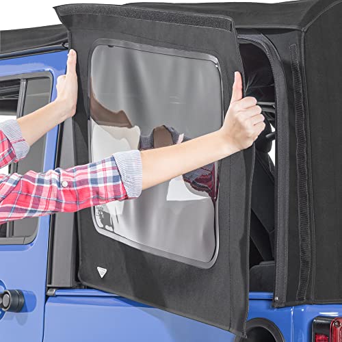 MasterTop Soft Top Replacement Quarter Window, Driver Side - Fits Jeep Wrangler JK 2007-2018 - Compatible with Mopar Factory Soft Tops (Fits 13-18 4-Door, Luxury Twill)