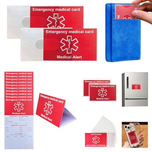 HoHpHq 10 Pack Medication List Wallet Card with 14 Sleeves - ID Card for Child,Elderly for Car Seat,Refrigerator,Phone - Medical Systems for Travel and Worksite,Nursing Home,Retirement Communnity