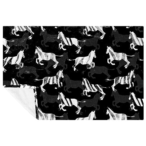 Jeté de lit plaid noir et blanc pour canapé camping plage - 2