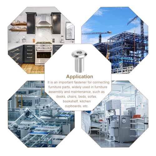 QUARKZMAN M8x18mm Sechskant-Steckmutter-Schraubpfostenhülse für Möbel 10 Stück