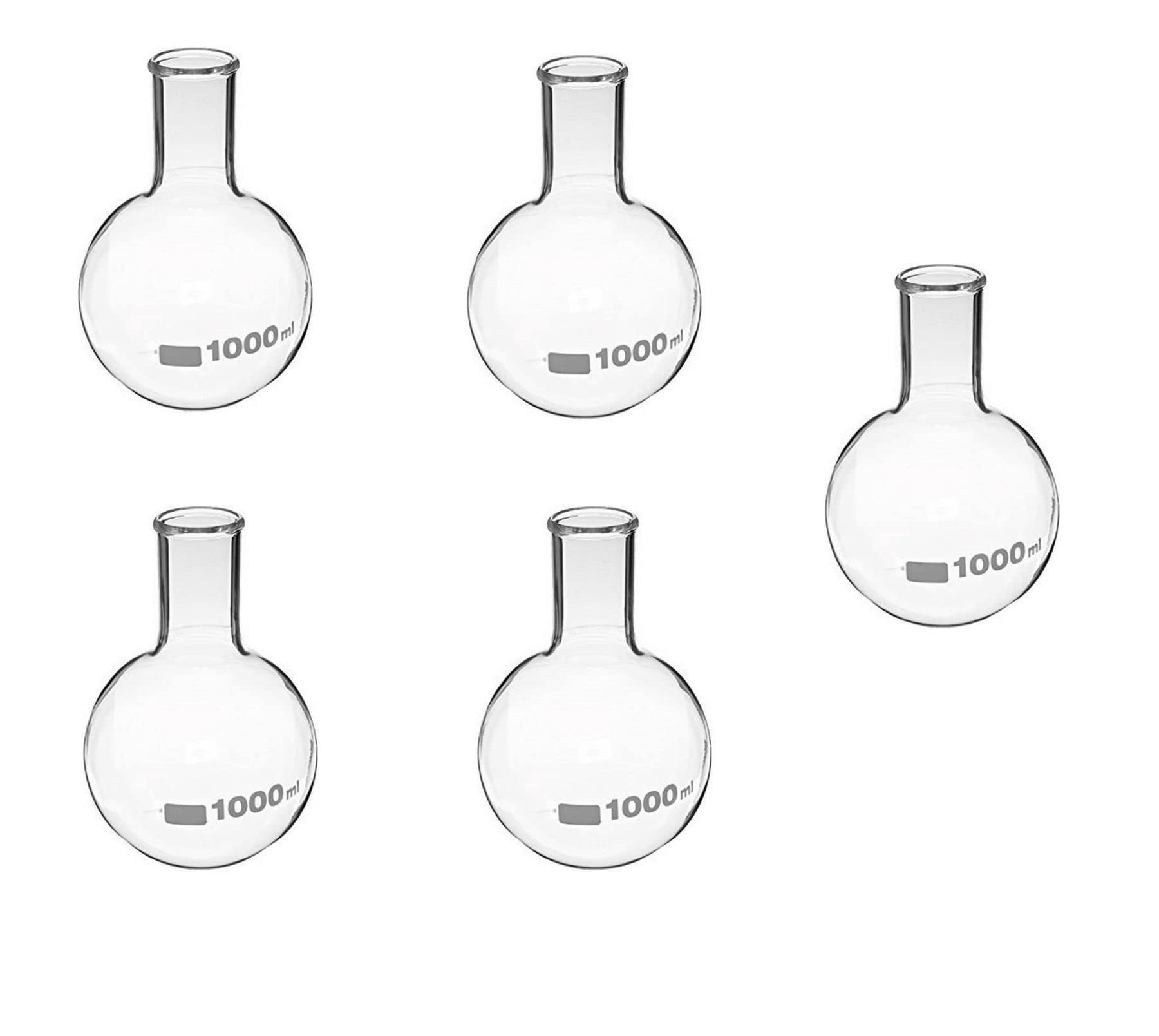 RAWALS Long Neck Round Bottom Boiling Flask - Made of Heavy Borosilicate Glass 1000 ML (Pack of 5) (B0B6G27XHS) Amazon Price History, Amazon Price Tracker