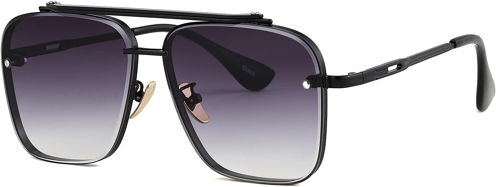- Fashion Trendy Square Aviator Gradient Sunglasses For Women Men Vintage Metal Sun Glasses