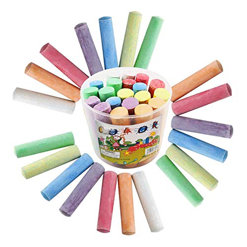 Washable Sidewalk Chalk - 20 Pieces Colorful Sidewalk Chalk chalkboard markers（ (Transparent small round barrel)