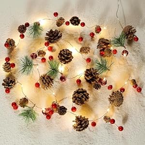 Christmasgarlandwithlights66ftpineconeschristmasstringlightswithredberriesbellsneedles20ledbatteryoperatedprelitgarlandforchristmasdecorationsindooroutdoorwarmwhite Urban Country Home Decor Christmas garland with lights 66ft pinecones christmas string lights with red berries bells needles 20 led battery operated prelit garland for christmas decorations indooroutdoor warm white urban country home decor
