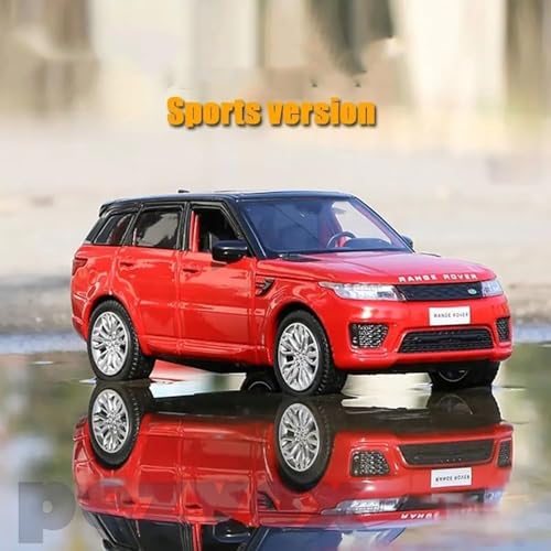 Image of Diecast 1:32 Range Rover Metal Car Die Cast Metal Toy Car Model Car Light Sound Pullback Openable Door Car for Kids (Red)