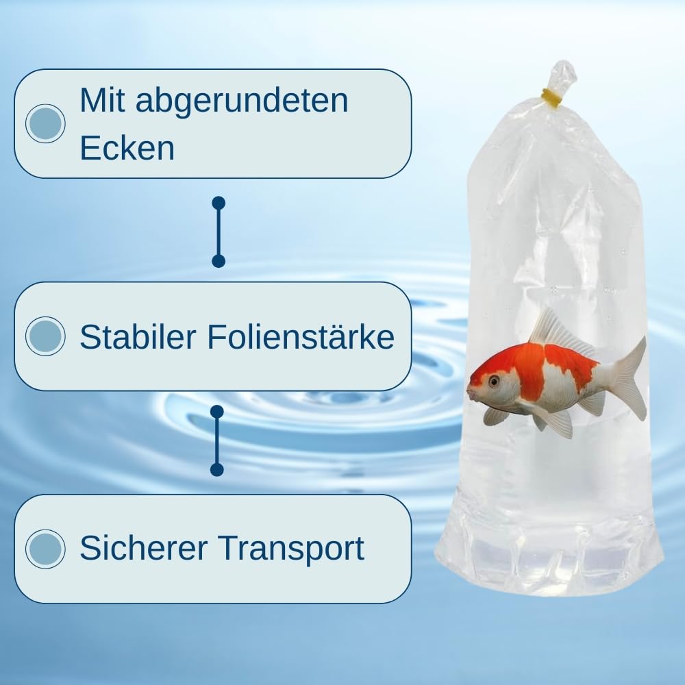 Fischtransportbeutel 18 x 40 cm 100 Stück Transportbeutel Koi Fischbeutel Fischtüten Fisch Transport Tüten Zierfischtüte Transparent