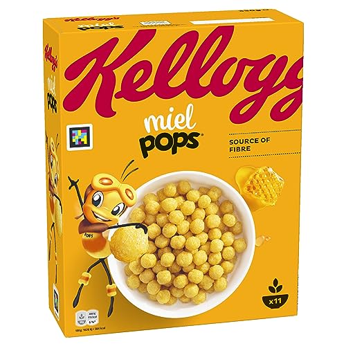 Kellogg's Miel Pops Cereal, 330g, Tasty & Nourishing Breakfast, Multigrain Rings With Honey, Source of Fibre, High in Vitamin D & Calcium, Ideal For Breakfast & Snacks