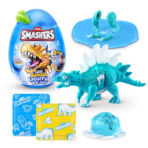 Smashers Mega Jurassic Light Up Ice Age Huevo (Spinosaurus) de ZURU – Juguete de Dinosaurio Rompible con más de 6 Sorpresas, Slime y Slime de Cubitos de Hielo, Dino Luminoso para Niños de 3+