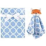 Hudson Baby Unisex Baby Plush Blanket with Security Blanket, Blue Fox, One Size