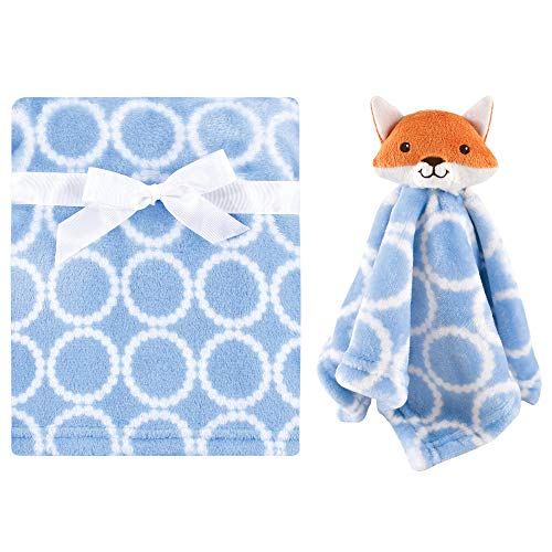 Hudson Baby Unisex Baby Plush Blanket with Security Blanket, Blue Fox, One Size
