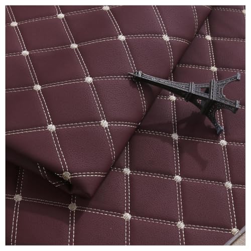 Tissu simili cuir texturé bordeaux 1.4x6m pour pièces de rembourrage et sac