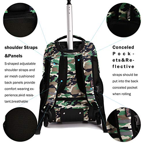 Tilami Rolling Backpack 19 inch Wheeled Cute LAPTOP Boys Girls Travel School Student Trip - Image 5