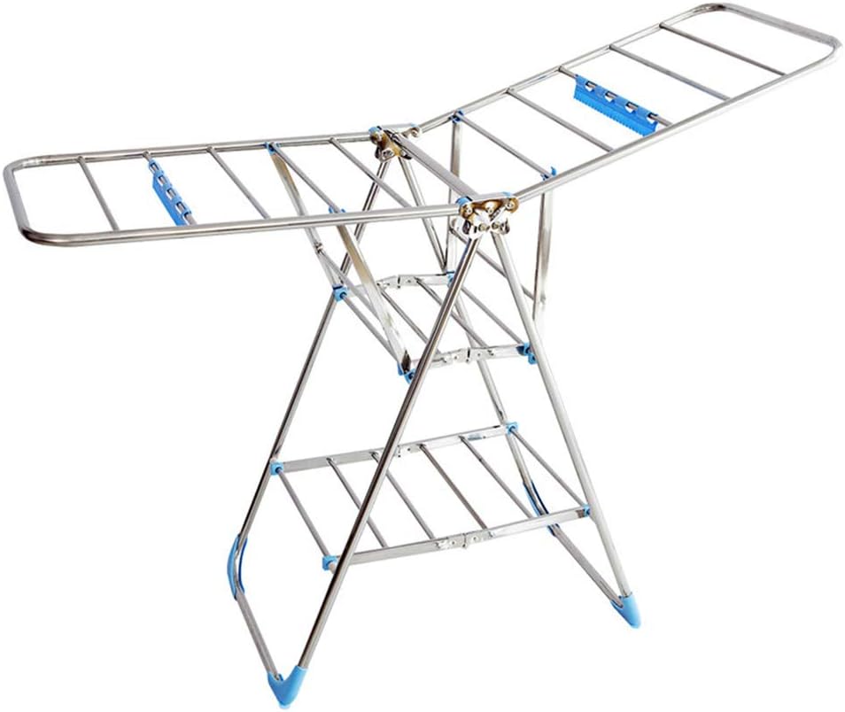 Clothes Horse Clothes AirerClothes Horse Clothes AirerLaundry Rack, Airer-Stainless Steel Clothes Airer, Laundry Drying Rack for Socks Bedding Clothing Folding Stable Blu