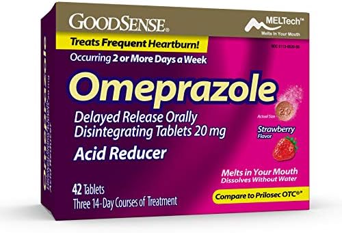 GoodSense Omeprazole Delayed Release Orally Disintegrating Tablets, 20 mg, Acid Reducer, Strawberry Flavor, 42 Tablets