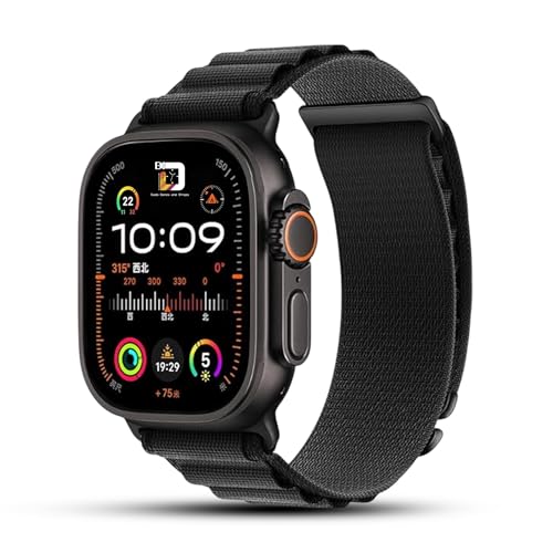 Dado Rugged Nylon Strap Compatible with Apple Watch Ultra 3 | 2 | 1 Series 11 |10 | 9 | 8 Ultra | 8 | 7 Nylon Band with Metal Buckle for Men & Women (Black+Black Buckle 49/46/45/44mm)