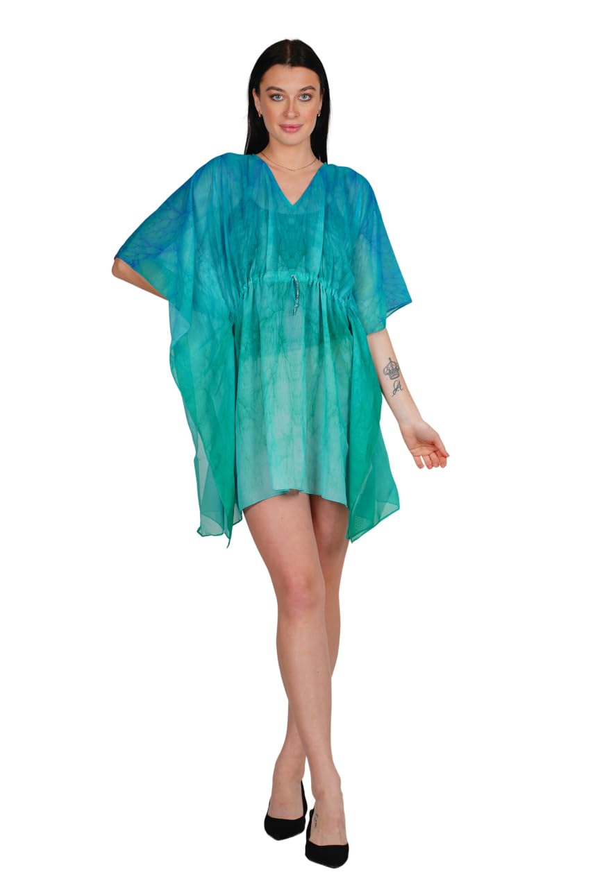 CURVSHAPE Women’s V-Neck Digital Print Kaftan – Free Size (S-4XL) – Lightweight Crepe Fabric for Beach & Casual Wear Green - Review, Price and Buying Guide