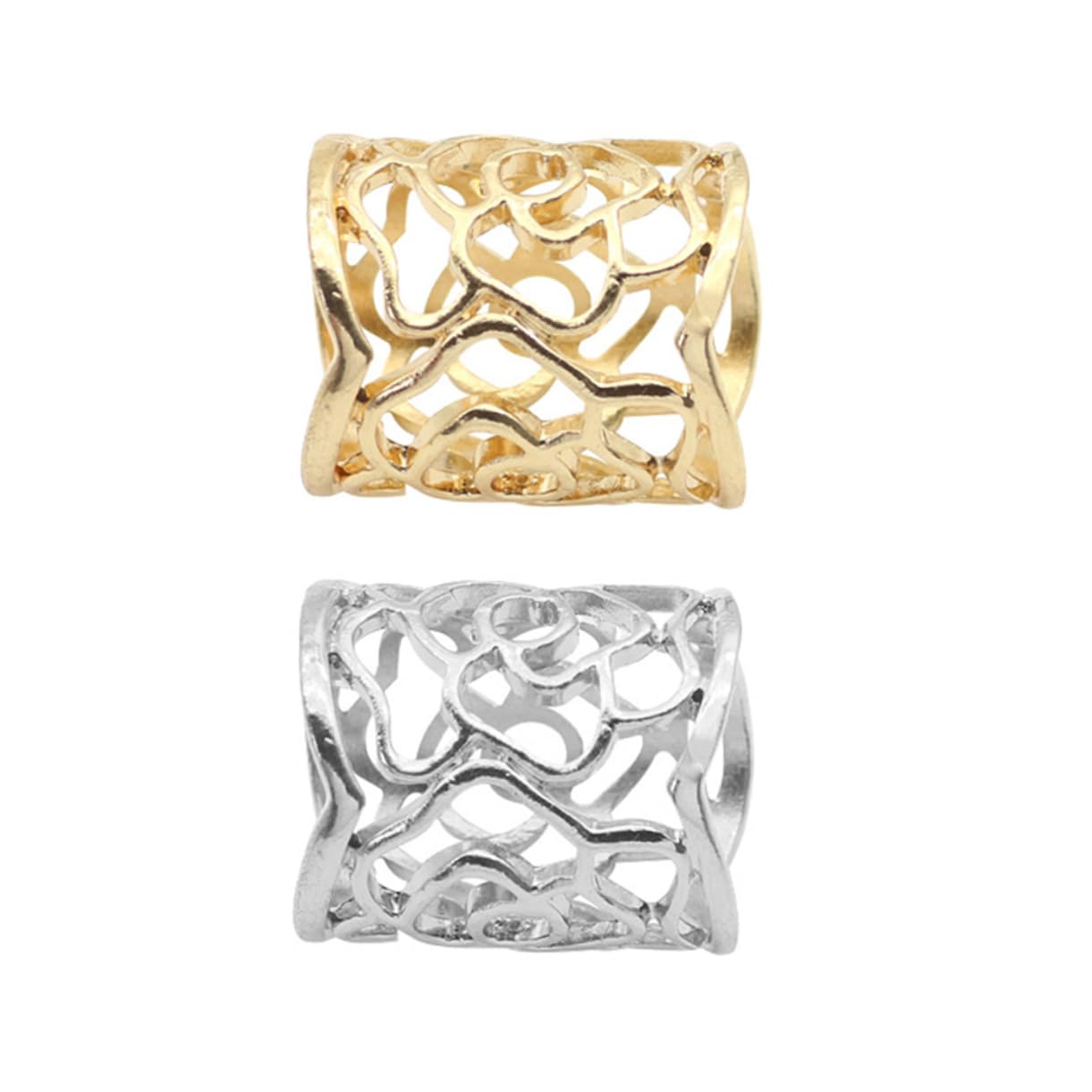 Set 2 Fermagli Per Sciarpe In Lega Con Perle E Strass, Anelli Scorrevoli, Donna - 5