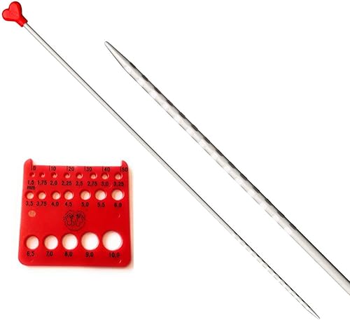 Miniatura 1 de addi Nuevas agujas de tejer ergonómicas rectas de 14 pulgadas (13.8 in) con aguja roja calibre US 7 (0.177 in)