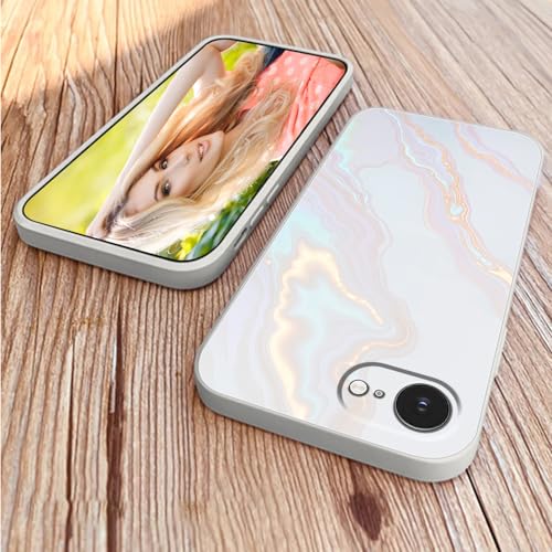 Coque silicone iPhone 16e antichoc imprimé marbre violet avec dragonne