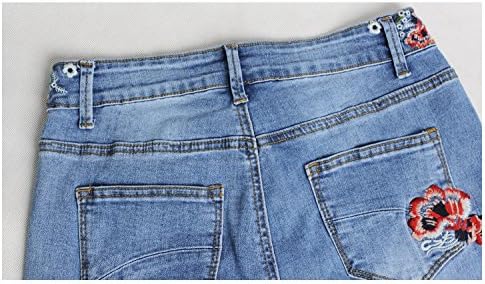 Women's Embroidered Bell Bottom Jeans Stretch Flared Fit Wide Leg Denim Pants - Image 8