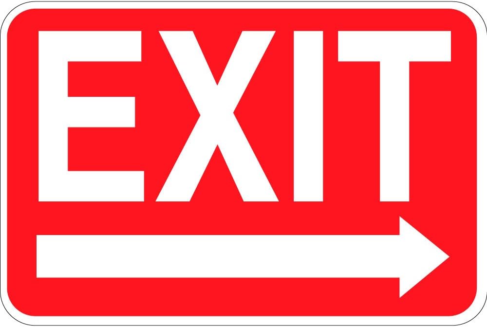 Exit Sign Right Arrow Red Background Osha Vinyl Label Decal Sticker 7 Inches X 10 Inches