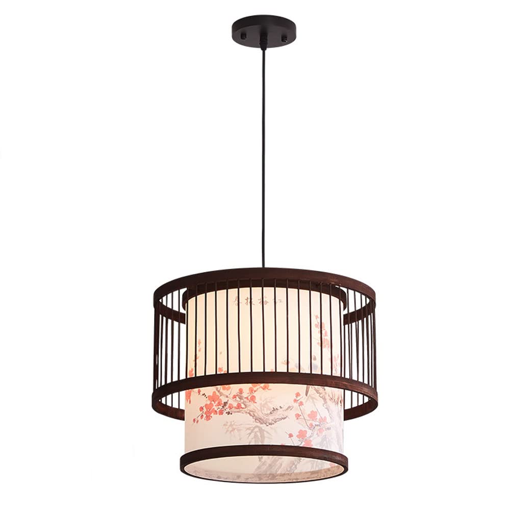 Lampe suspendue en bambou style vietnamien luminaire rond marron E27