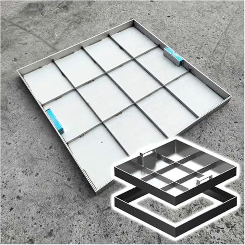 SXEVZOO Tapa de Registro y Marco de Acero Inoxidable 30 * 30/45 * 45/60 * 60/75 * 75/90 * 90cm Tapa de Inspección Empotrada con Asas para Jardines Escuelas Patios(90 * 90cm)